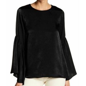 RO&DE Black Bell Sleeve Lace Up Blouse NWT